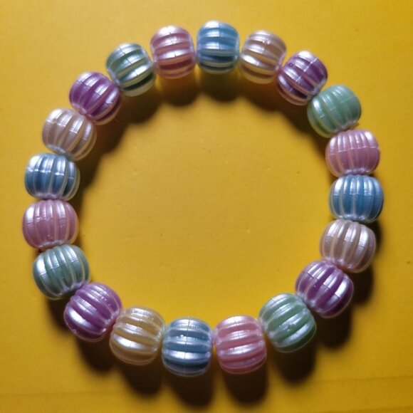 NWT Shiny Pastel Dinner Mint Stretch Bracelet Blue, Purple, Yellow, Pink, Green - Picture 3 of 7